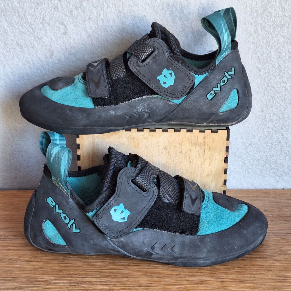Evolv Kira Climbing Shoes Women 6 Mens Youth 5 US 37 EU Blue Rock Bouldering